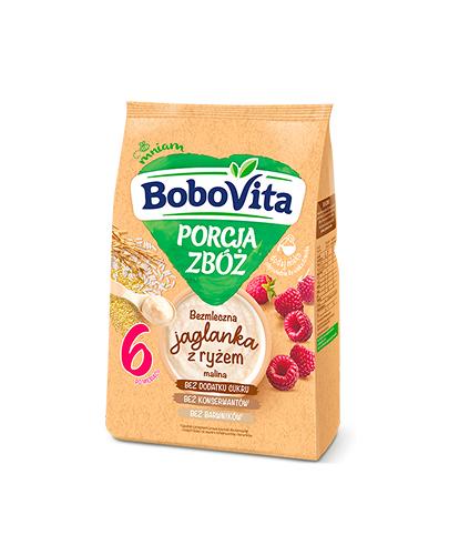 BoboVita Porcja Zbóż Kaszka bezmleczna jaglano-ryżowa malina, po 6. miesiącu, 170 g